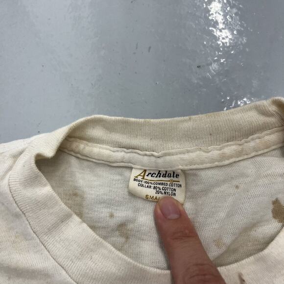 Vintage 60s Archdale White Distressed Blank Cotton T-Shirt - Picture 4 of 4